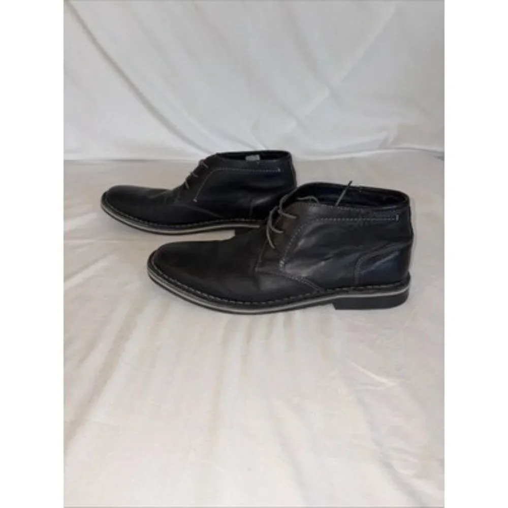 Steve Madden Mens 9.5 Chukka Ankle Boot Black Leather‎ Harken017